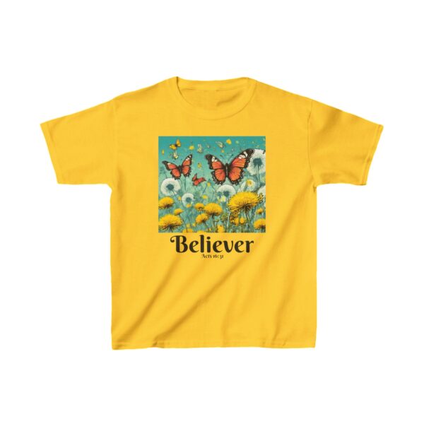 Believer Butterfly & Dandelion Girls' Tee – Inspired by Acts 16:31 - Image 5