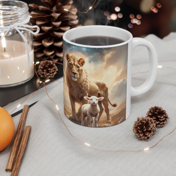 Lioness and Lamb Ceramic Mug – Symbol of Strength and Peace - Image 2