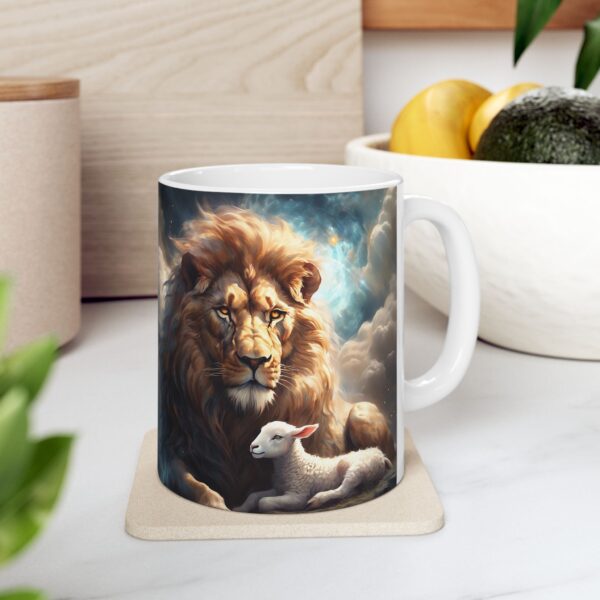 Lion and Lamb Ceramic Mug – A Symbol of Peace and Harmony