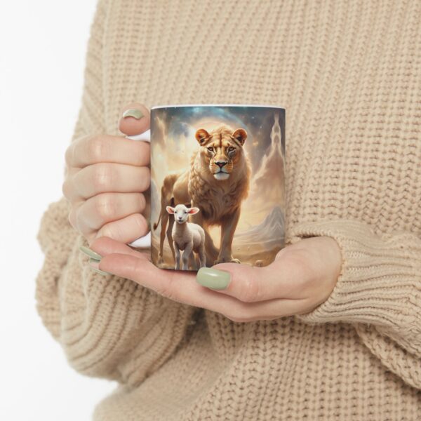 Lioness and Lamb Ceramic Mug – Symbol of Strength and Peace