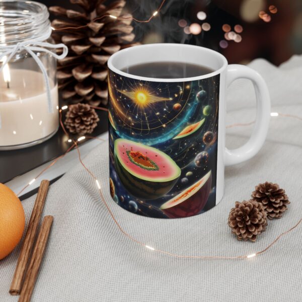 Celestial Melon Mug: A Cosmic Blend of Whimsy and Warmth - Image 2